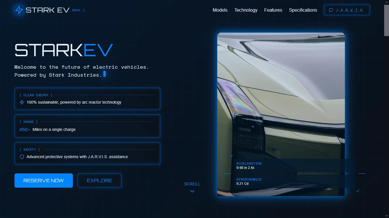 Futuristic Car Brand Landing Page